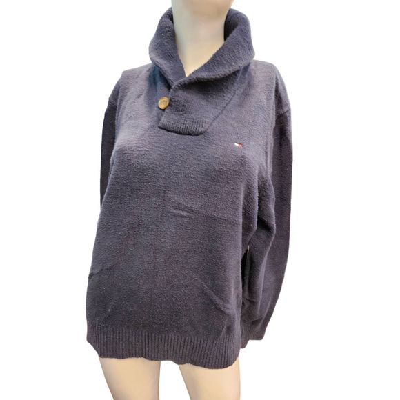Tommy Hilfiger Navy Blue Cowel Neck Pullover Sweater Vintage 90's Men's size Lar - Picture 3 of 10